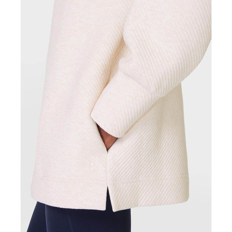 Sweaty Betty Radiant Half Zip Sweatshirt Oatmeal Marl image number 2